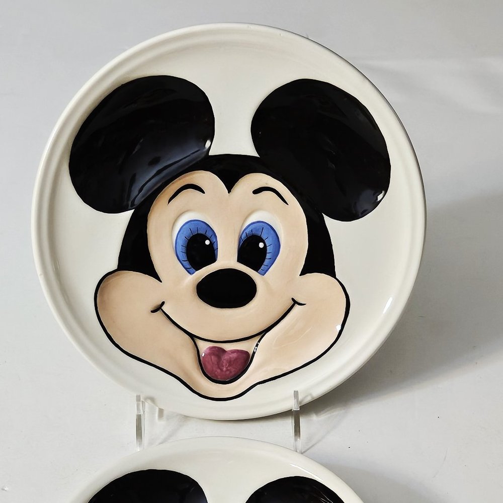 Rare Vintage Disney Mickey Mouse Ceramic Plates - Set of Two